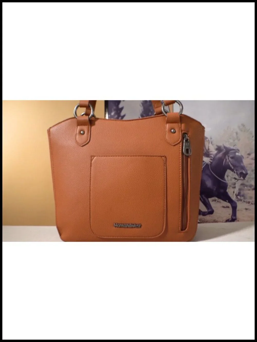 Faux Leather Western Tote Bag with Wallet Set for Women